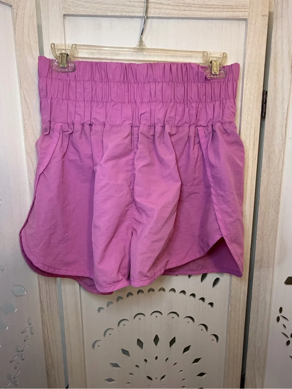 Zenana Pink Smocked High Elastic Waist Active Shorts